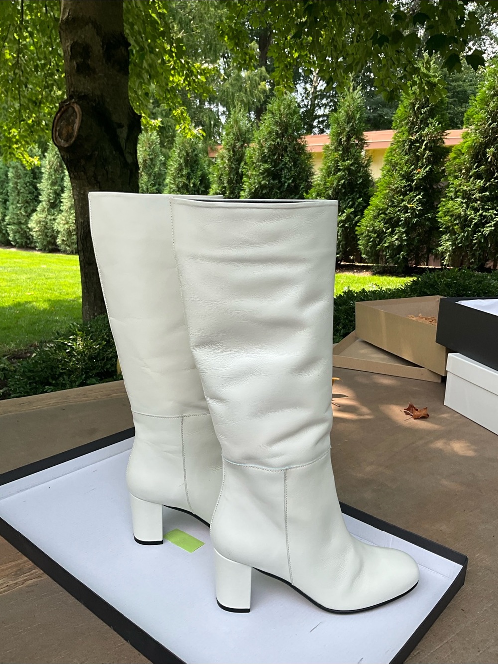 White Leather boots